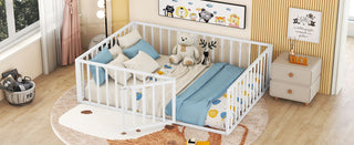 Metal Floor Bed Frame With Fence And Door