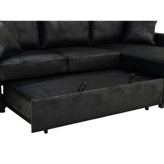 Upholstered Sectional With Pull-Out Bed And Chaise Storage