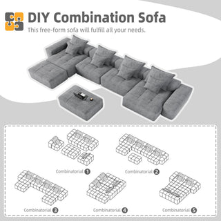 Modern Oversized Diy Combination Modular Sectional Sofa With Pillows