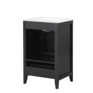 20" Bathroom Vanity With Sink Cabinet With Soft Closing Door, Drawer & Storage Rack - Black