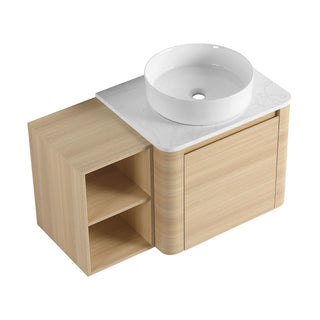 Mounted Bathroom Vanity With Art Sink, Storage Shelves, Soft Close Door