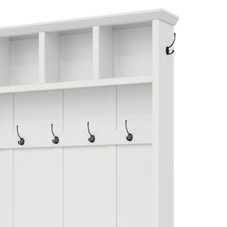 Hall Tree With Storage Bench Mudroom Coat Rack With 6 Hooks