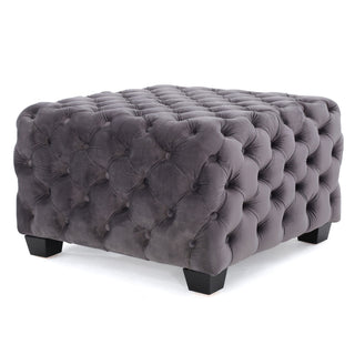 Modern Glam Ottoman With Upholstery And Button Tufted Design