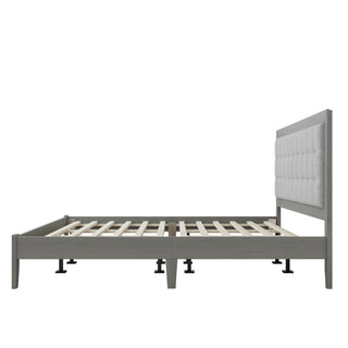 Mid Century Modern Platform Bed With Upholstered Headboard