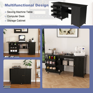 Foldable Sewing Table With Locking Casters