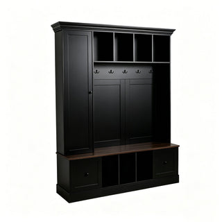 Hall Tree With Shoe Storage Bench, Entryway Coat Rack With 5 Hooks