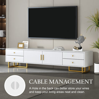 TV Media Console Table, TV Stand With Storage For Living Room - White
