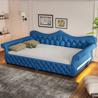 Upholstered Daybed With LED Lighting And Nailhead Trim