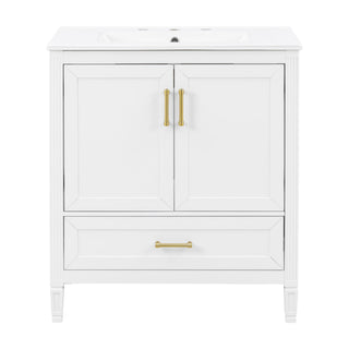 Elegant Fluted Bathroom Vanity With Sink, Soft Close Doors & Drawer