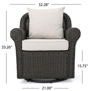 Amaya - Outdoor Swivel Rocker Chair With Water Resistant Cushions - Brown / Beige
