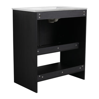 Modern Bathroom Vanity With Ceramic Sink, Freestanding Cabinet, Soft Closing Doors