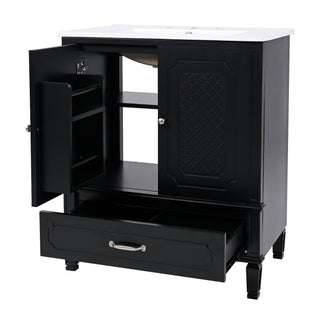 Vintage Style Bathroom Vanity With Sink, Multi Functional Storage, Soft-Closing Door