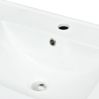 24'' Bathroom Vanity With Basin Sink, 3 Drawer Storage Cabinet - Natural Wood