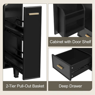 Bathroom Vanity With Sink, Deep Drawer And Pull Out Basket, Rectangular Design - Black