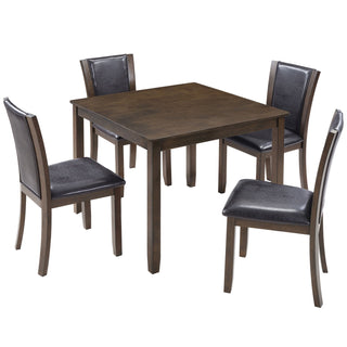 5 Piece Dining Table Set With Chairs - Dark Walnut