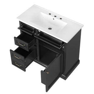 Modern Bathroom Vanity With Sink Top, 4 Drawers And 1 Soft-Close Door
