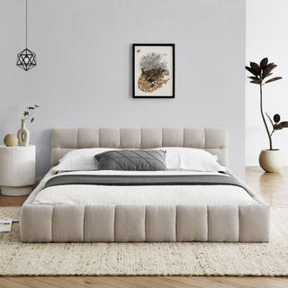 Modern Platform Bed Frame With Thick Fabric