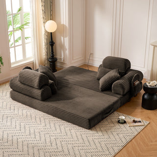 Convertible Sleeper Sofa With & Side Storage Pocket, Foldable Upholstered Couch For Living Room