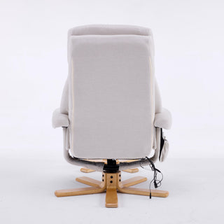 Upholstered Heated Massage 360° Swivel Accent Chair With Ottoman