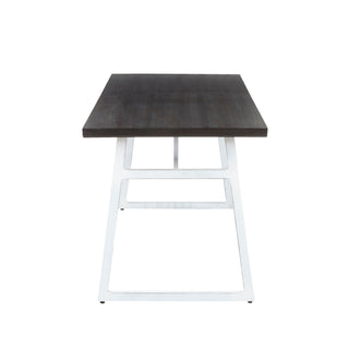 Geo - Industrial Dining Table - Vintage White / Espresso