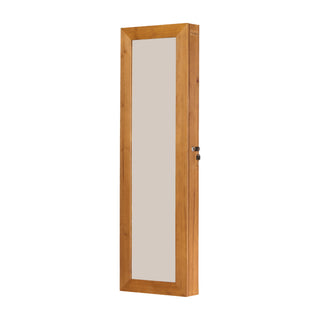 Jewelry Armoire Organizer With Full Length Mirror, Wall Mounted Lockable Cabinet With LED Light