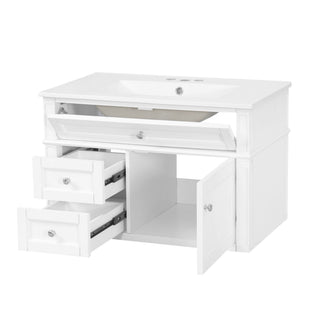 Wall Mounted Bathroom Vanity With 2 Drawers, 1 Tip Out Drawer, 3 Holes Sink