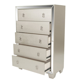 5 Drawer Chest Bedroom Furniture - Silver