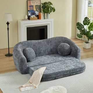 Curved Convertible Sofa, 2 In 1 Frameless Folding Sofa Bed With Pull Out Base And Deep Seat