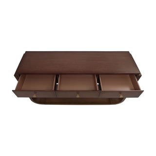 Console Table With 3 Drawers, Display Shelf, Curved Legs - Walnut