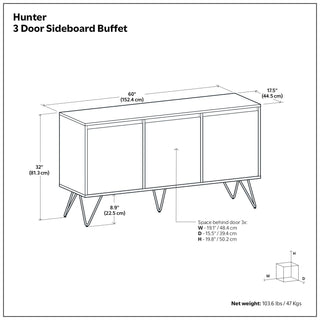 Hunter - 3 Door Sideboard