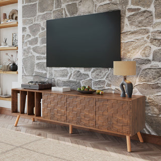 TV Stand, Cabinet For Living Room, Fits TVs Up To 80" - Walnut