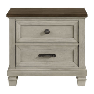 Farmington - 2 Drawer Nightstand With USB - Medium Brown / Washed Stone