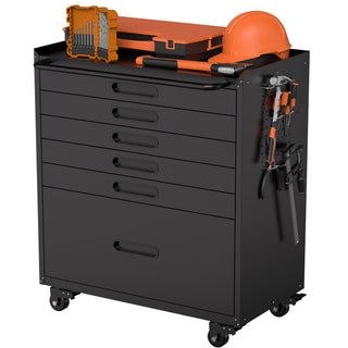 Rolling Tool Cabinet Heavy Duty Garage Storage With Lockable Doors & Drawers