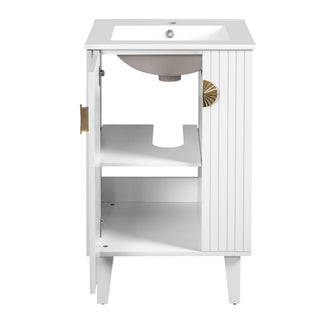 Bathroom Vanity With Sink, Soft-Close Door, Half-Moon Pulls