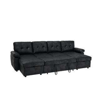 Convertible Sectional Sofa Bed With Pull Out Sleeper And Storage