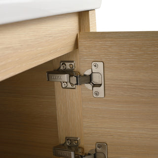 Wall Mounted Bathroom Vanity & Sink, Storage Shelves & Soft Close Door