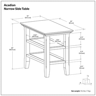 Acadian - Narrow Side Table, Handcrafted