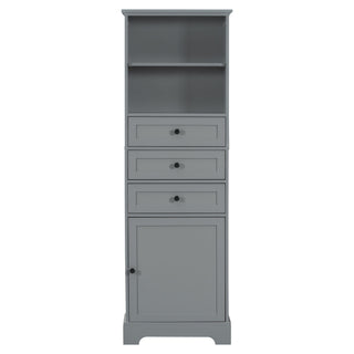 Tall Storage Cabinet With 3 Drawers And Adjustable Shelves For Bathroom