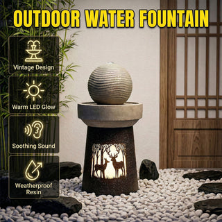 Outdoor Garden Lantern With Warm LED Light Deer Silhouette Decorative Landscape Light For Patio - White / Gray