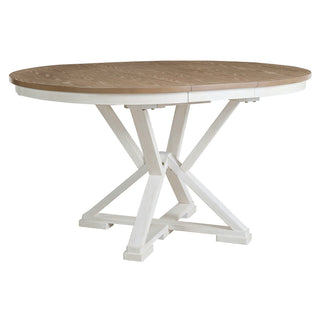 Dining Set With Extendable Round Table And 4 Upholstered Chairs