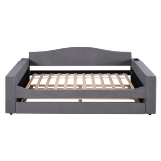 Upholstered Daybed With Storage Armrests, Trundle And Latest Integrated tooth Audio System