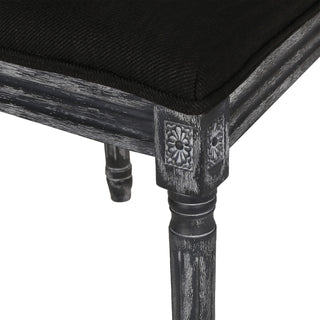 French Country Dining Chair With Rectangular Cane Backrest And Smooth Upholstered Seating