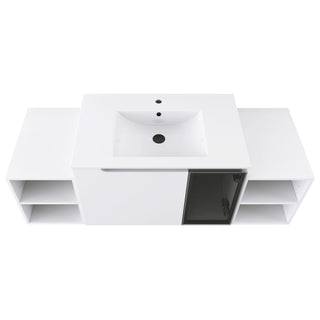 Wall Mounted Bathroom Vanity With Sink, Cabinet & Half Door