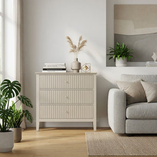 Fluted 3 Drawer Nightstand With Soft Close Slides