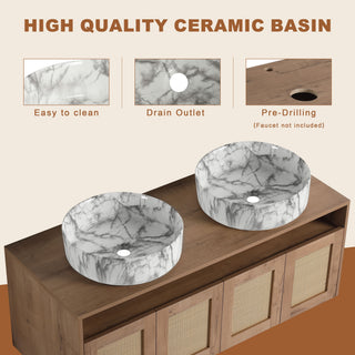 Bathroom Vanity With Art Sink, 2 Soft Close Doors, Float Mounting Design