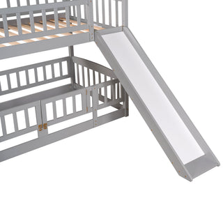 Low Bunk Bed With Slide, Fence And Ladder