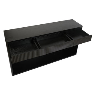 Fluted Console Table With 3 Drawers, Long Sofa Table Behind Couch For Living Room - Black