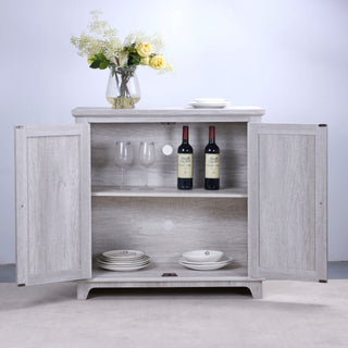Elegant Sideboard With 2 Acrylic Mirrored Doors, Adjustable Shelf Storage