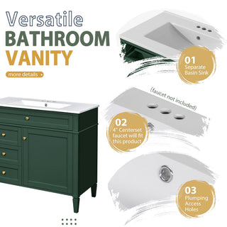 Bathroom Vanity With Mirror Cabinet, Single Sink With 2 Soft Closing Doors And 4 Drawers