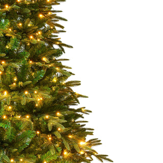 7.5Ft Premium Life Like Full Flocked Christmas Tree With Stand, Fire Resistant Tips, Warm & Colorful LED Lights - Green